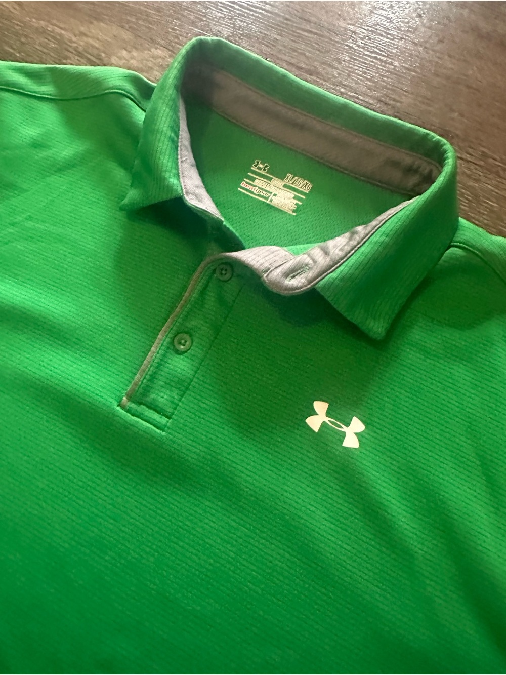 Under Armour HeatGear Polo Shirt Men's XL Green Solid Loose Fit Golf Logo